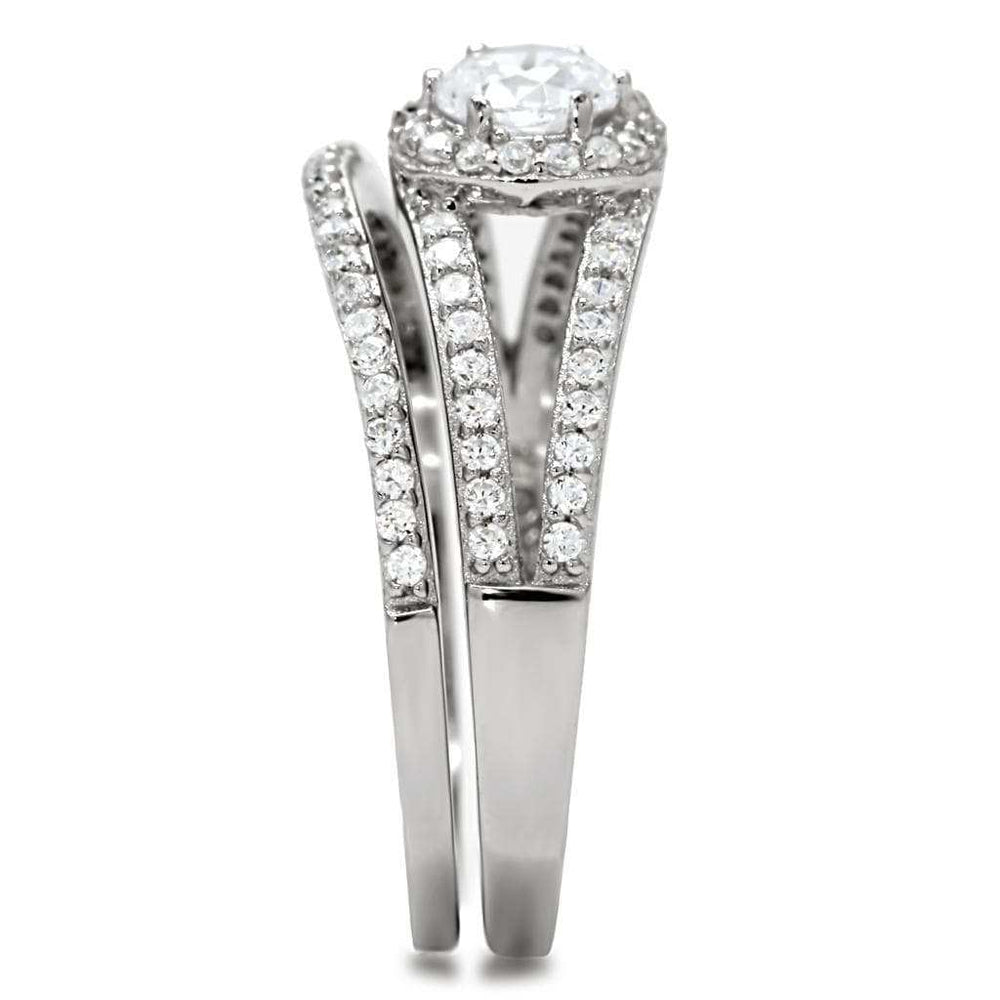TS004 - Rhodium 925 Sterling Silver Ring with AAA Grade CZ in Clear - Alamode - Flyclothing LLC