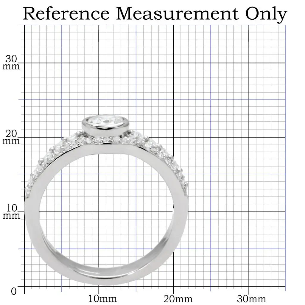 TS005 - Rhodium 925 Sterling Silver Ring with AAA Grade CZ in Clear - Alamode - Flyclothing LLC