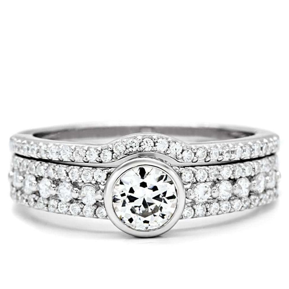 TS005 - Rhodium 925 Sterling Silver Ring with AAA Grade CZ in Clear - Alamode - Flyclothing LLC