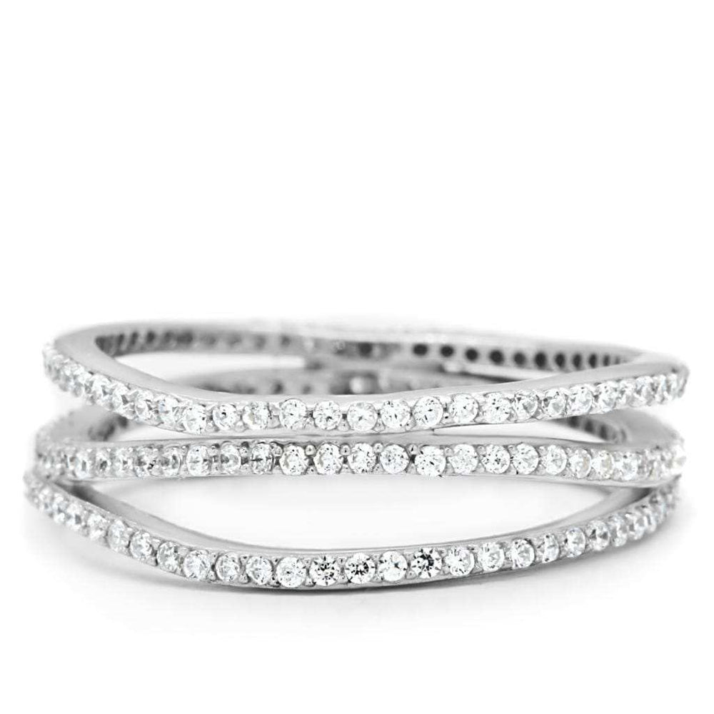 TS006 - Rhodium 925 Sterling Silver Ring with AAA Grade CZ in Clear - Alamode - Flyclothing LLC