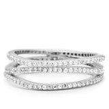 TS006 - Rhodium 925 Sterling Silver Ring with AAA Grade CZ  in Clear - Alamode