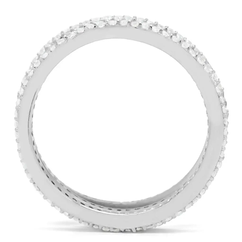 TS006 - Rhodium 925 Sterling Silver Ring with AAA Grade CZ in Clear - Alamode - Flyclothing LLC