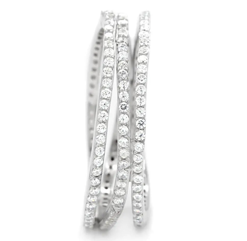 TS006 - Rhodium 925 Sterling Silver Ring with AAA Grade CZ in Clear - Alamode - Flyclothing LLC