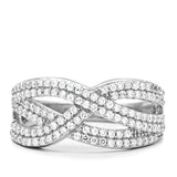 TS008 - Rhodium 925 Sterling Silver Ring with AAA Grade CZ  in Clear - Alamode