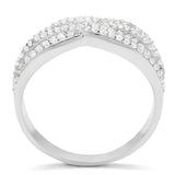 TS008 - Rhodium 925 Sterling Silver Ring with AAA Grade CZ in Clear - Alamode - Flyclothing LLC