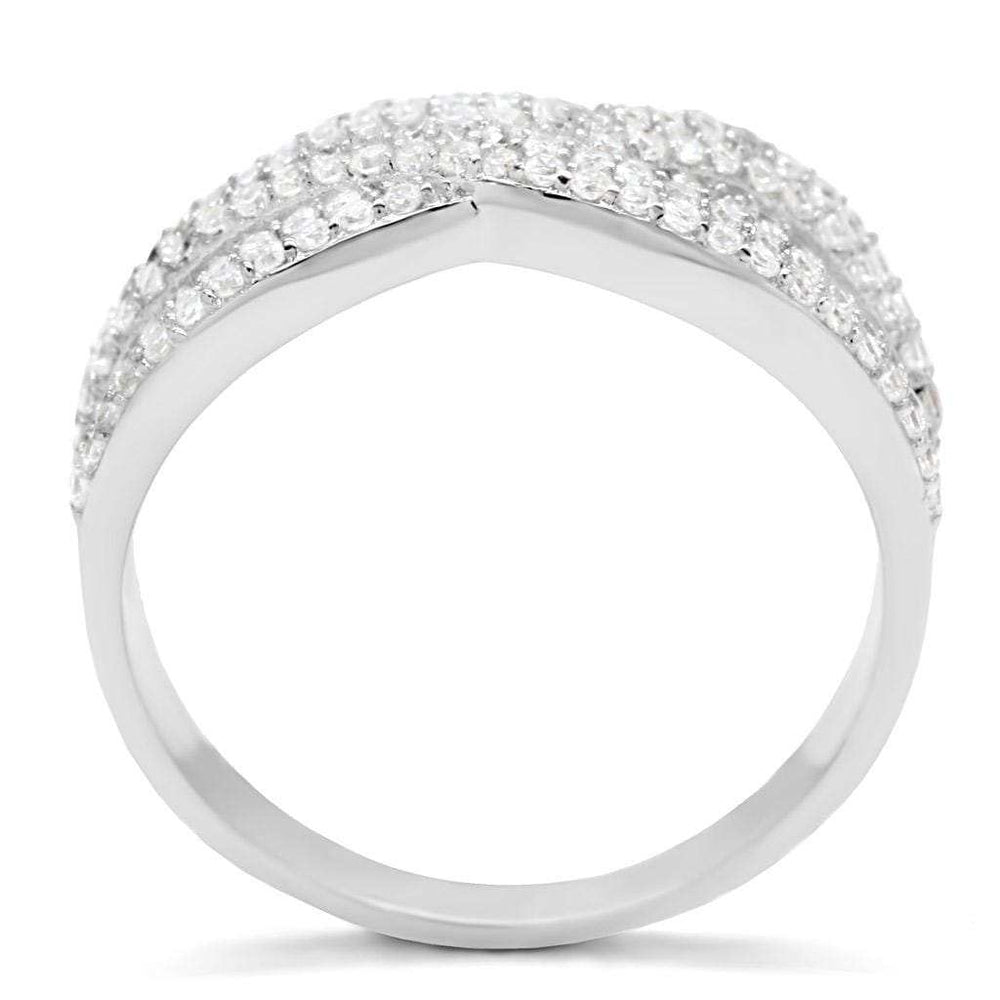 TS008 - Rhodium 925 Sterling Silver Ring with AAA Grade CZ in Clear - Alamode - Flyclothing LLC