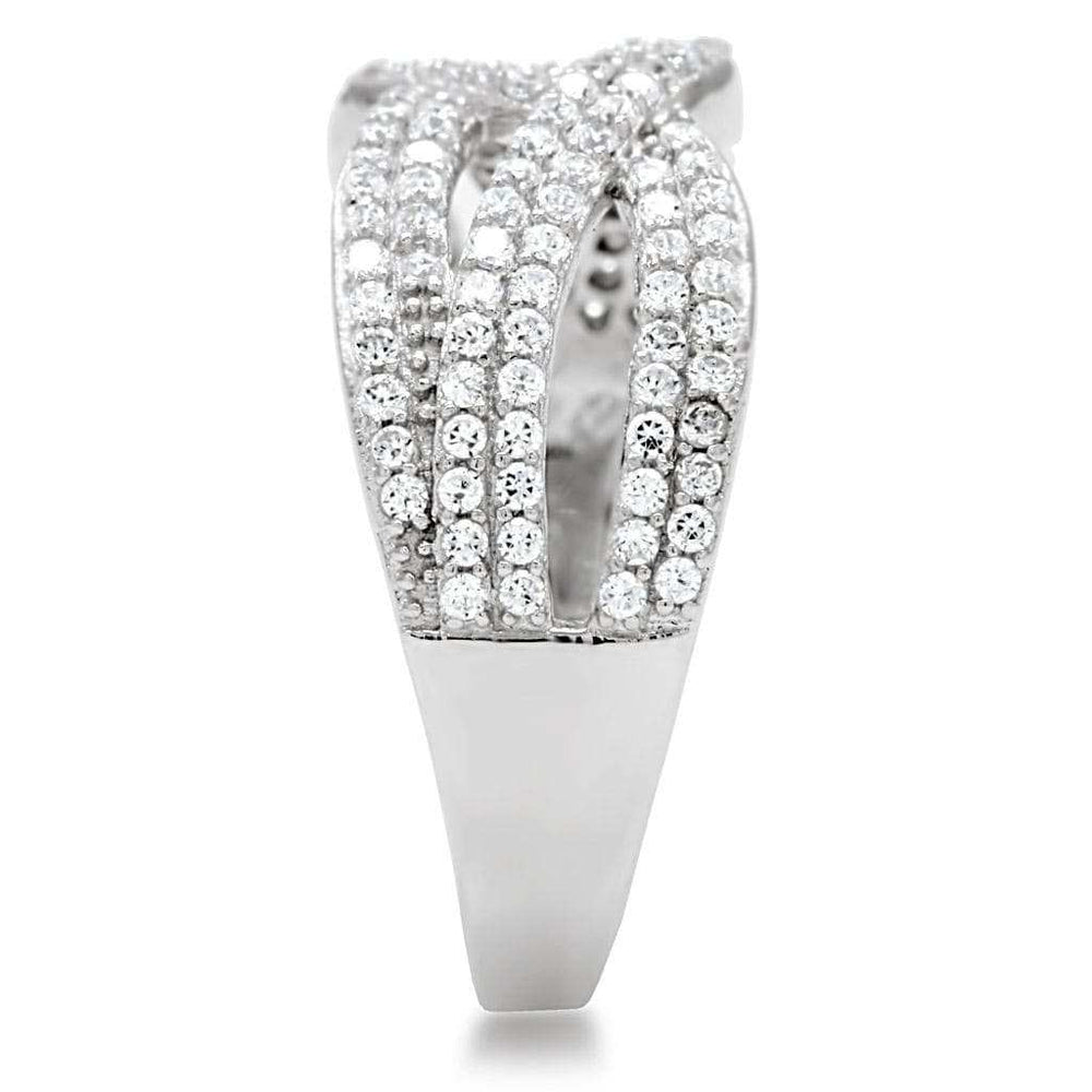 TS008 - Rhodium 925 Sterling Silver Ring with AAA Grade CZ in Clear - Alamode - Flyclothing LLC