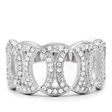 TS009 - Rhodium 925 Sterling Silver Ring with AAA Grade CZ  in Clear