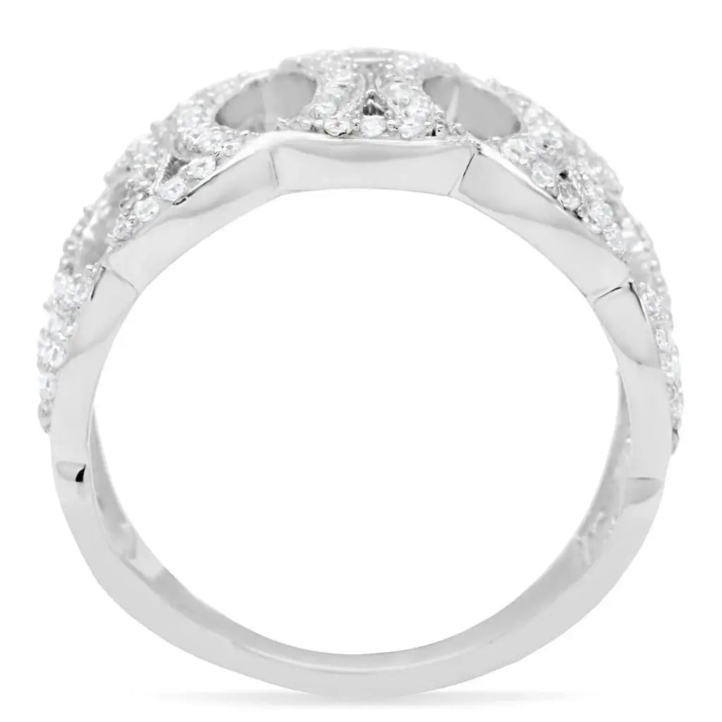 TS009 - Rhodium 925 Sterling Silver Ring with AAA Grade CZ in Clear - Alamode - Flyclothing LLC