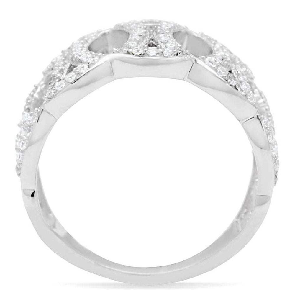 TS009 - Rhodium 925 Sterling Silver Ring with AAA Grade CZ in Clear - Alamode - Flyclothing LLC