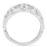 TS009 - Rhodium 925 Sterling Silver Ring with AAA Grade CZ  in Clear