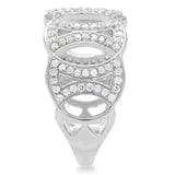 TS009 - Rhodium 925 Sterling Silver Ring with AAA Grade CZ in Clear - Alamode - Flyclothing LLC