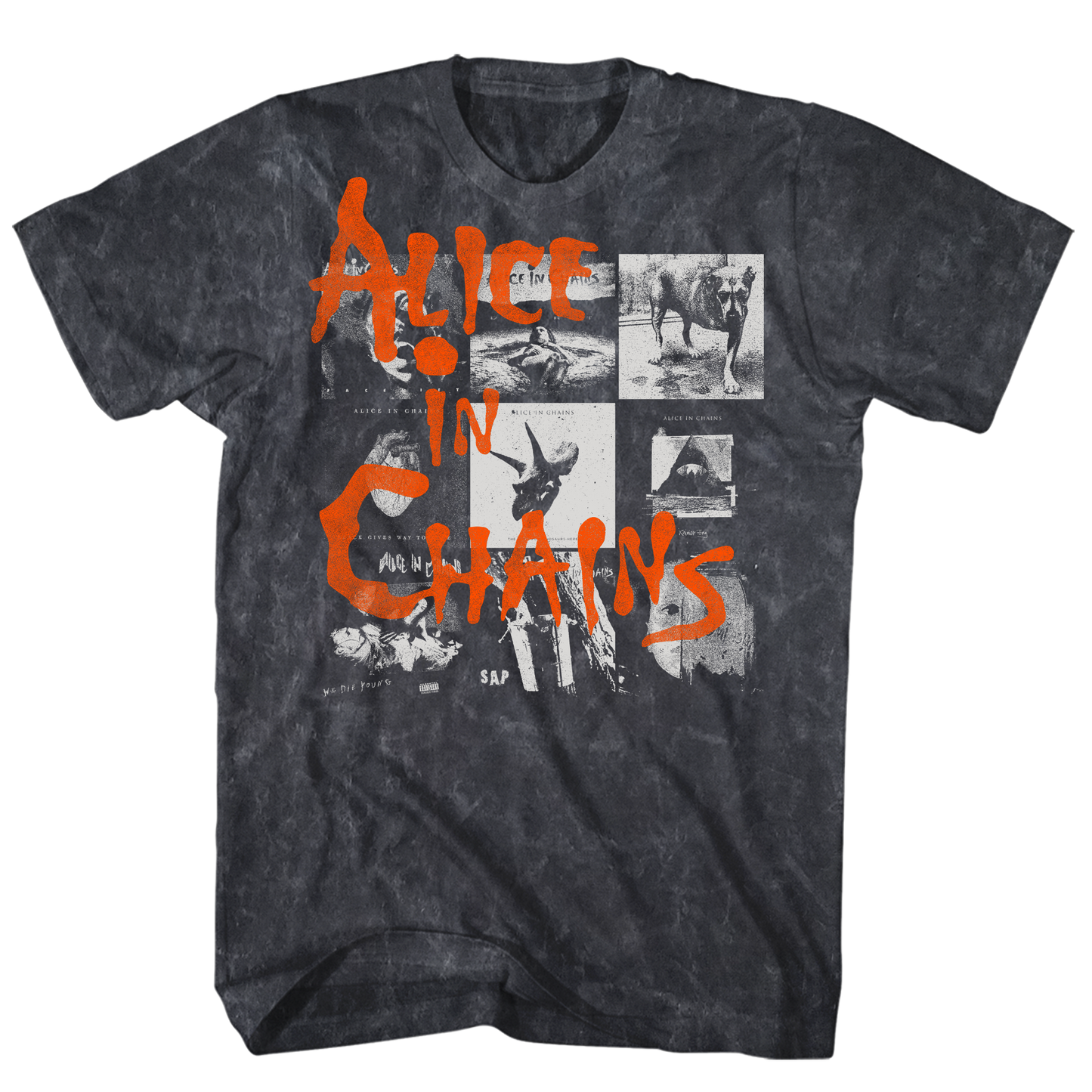 ALICE IN CHAINS ALBUM COVERS BLACK MINERAL WASH T-SHIRT