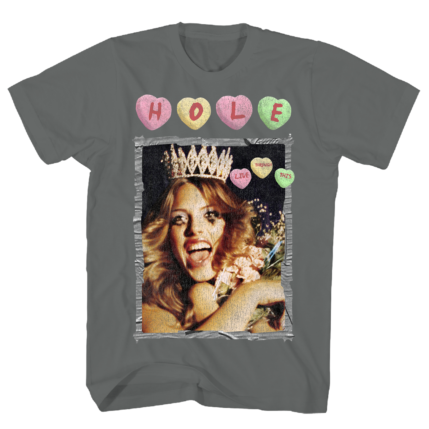 HOLE LIVE THROUGH THIS CHARCOAL T-SHIRT