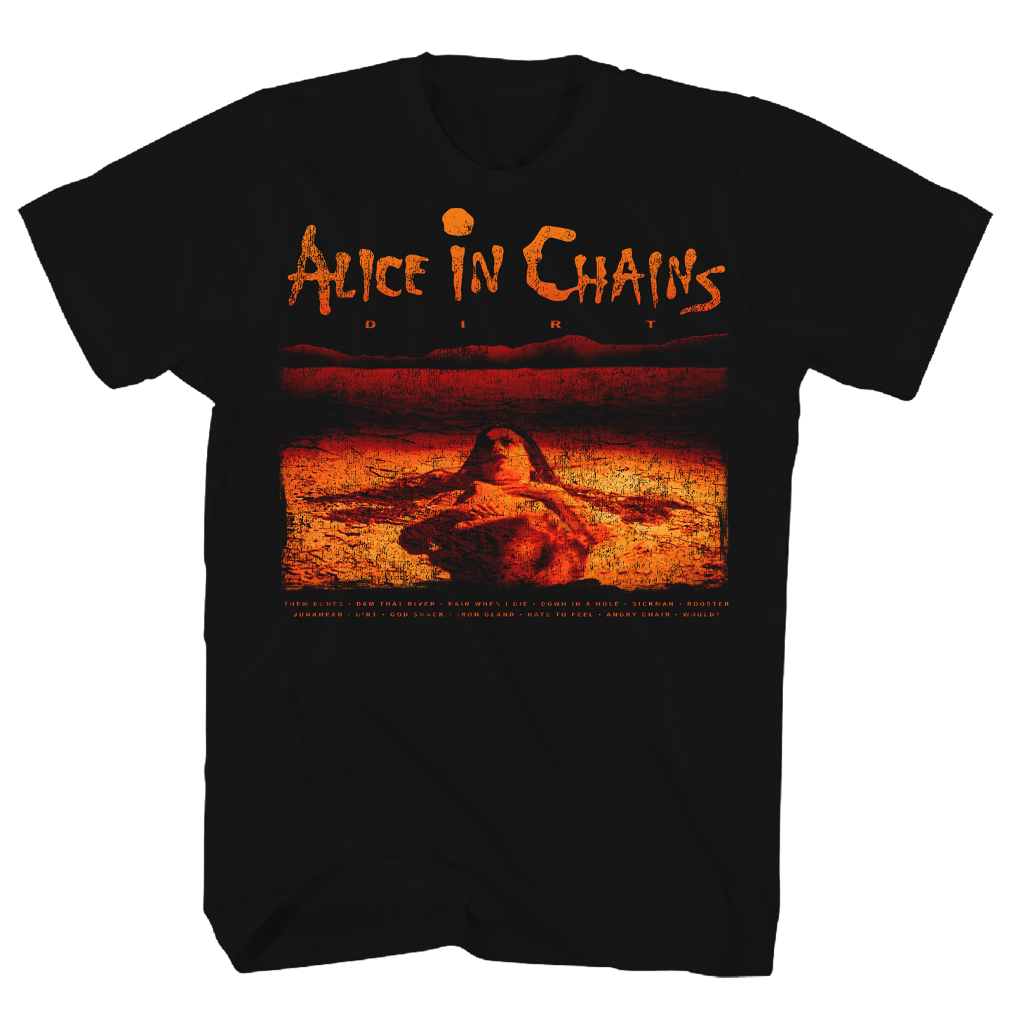 ALICE IN CHAINS DIRT ALBUM TRACK LIST BLACK  T-SHIRT