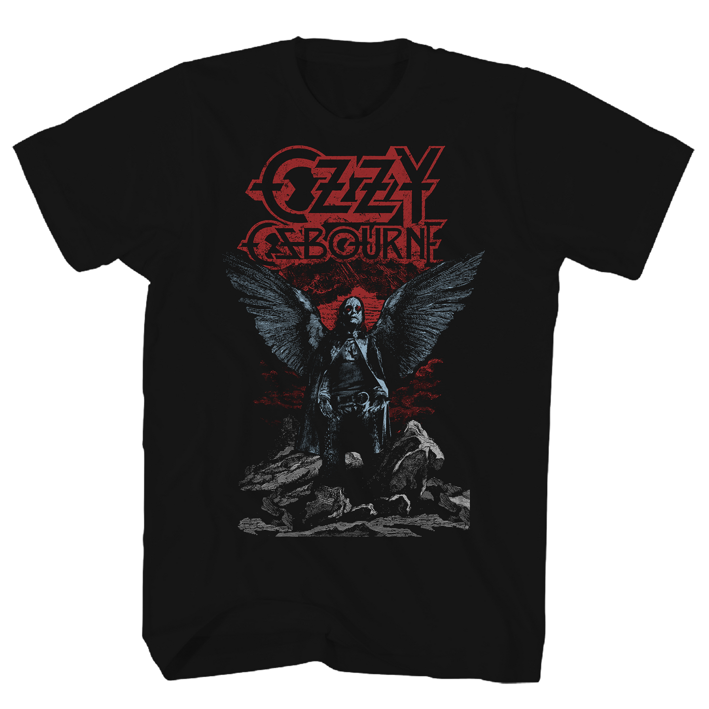 OZZY OSBORNE RAIN ANGEL WINGS BLACK T-SHIRT