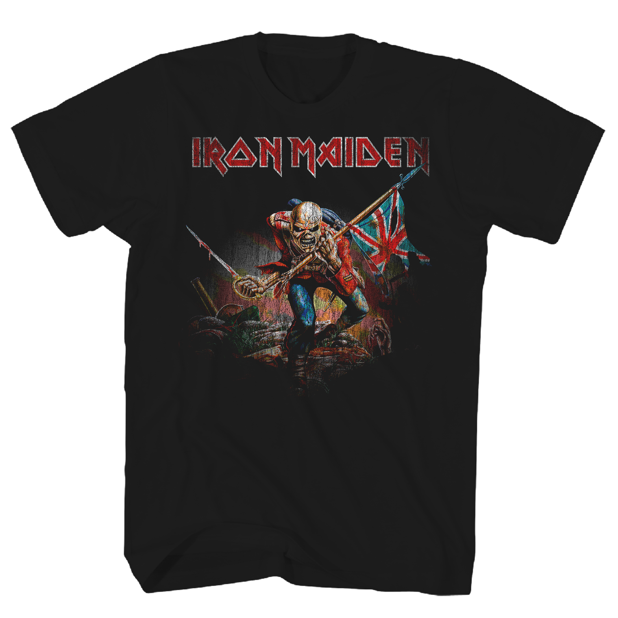 IRON MAIDEN TROOPER DISTRESSED PRINT BLACK T-SHIRT