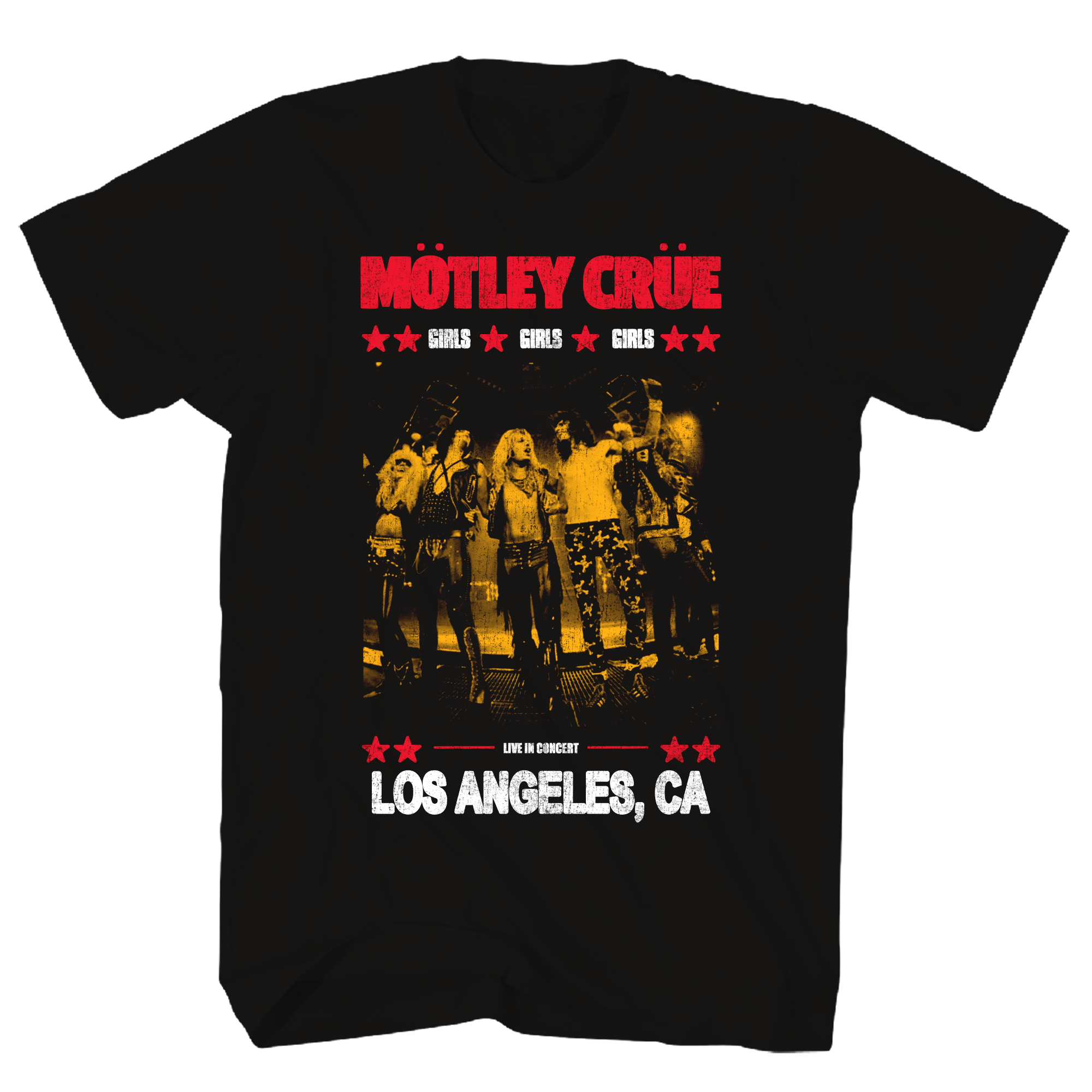 MOTLEY CRUE GIRLS LOS ANGELES, CA BLACK T-SHIRT