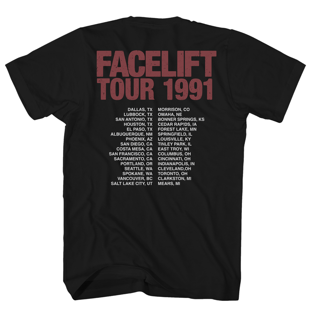 Alice in Chains Facelift 1991 Tour Black T-Shirt - GMerch - Flyclothing LLC