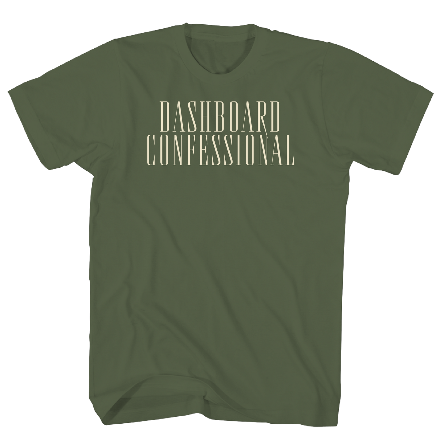 DASHBOARD CONFESSIONAL THE SWISS ARMY ROMANCE TRACK LIST MILTARY GREEN T-SHIRT