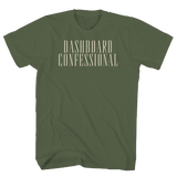DASHBOARD CONFESSIONAL THE SWISS ARMY ROMANCE TRACK LIST MILTARY GREEN T-SHIRT