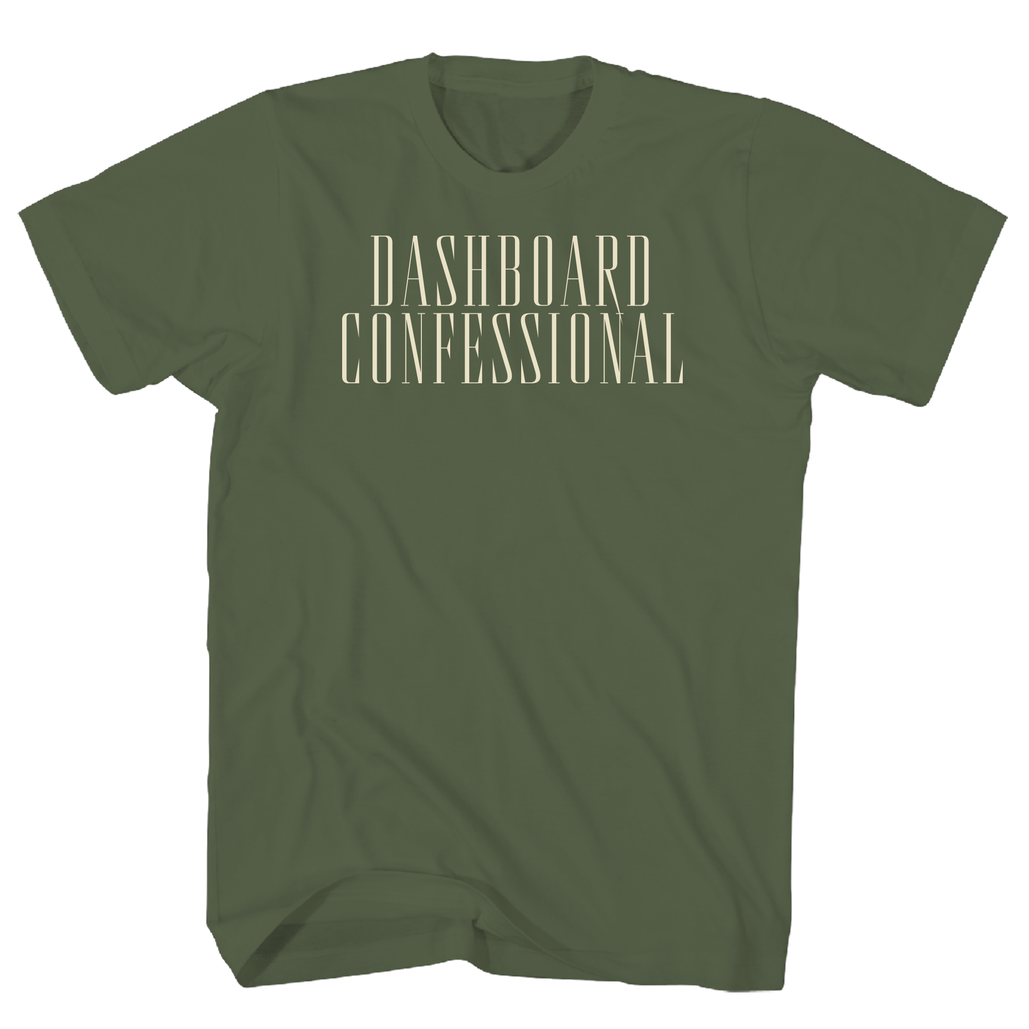 DASHBOARD CONFESSIONAL THE SWISS ARMY ROMANCE TRACK LIST MILTARY GREEN T-SHIRT