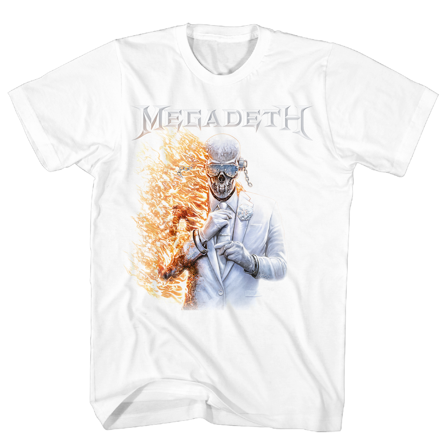 MEGADEATH FLAME VIC WHITE T-SHIRT