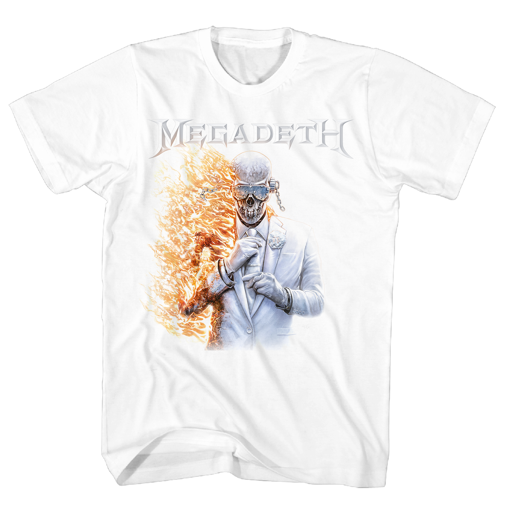 MEGADEATH FLAME VIC WHITE T-SHIRT