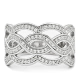 TS010 - Rhodium 925 Sterling Silver Ring with AAA Grade CZ in Clear - Alamode - Flyclothing LLC