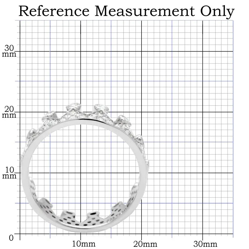 TS011 - Rhodium 925 Sterling Silver Ring with AAA Grade CZ in Clear - Alamode - Flyclothing LLC