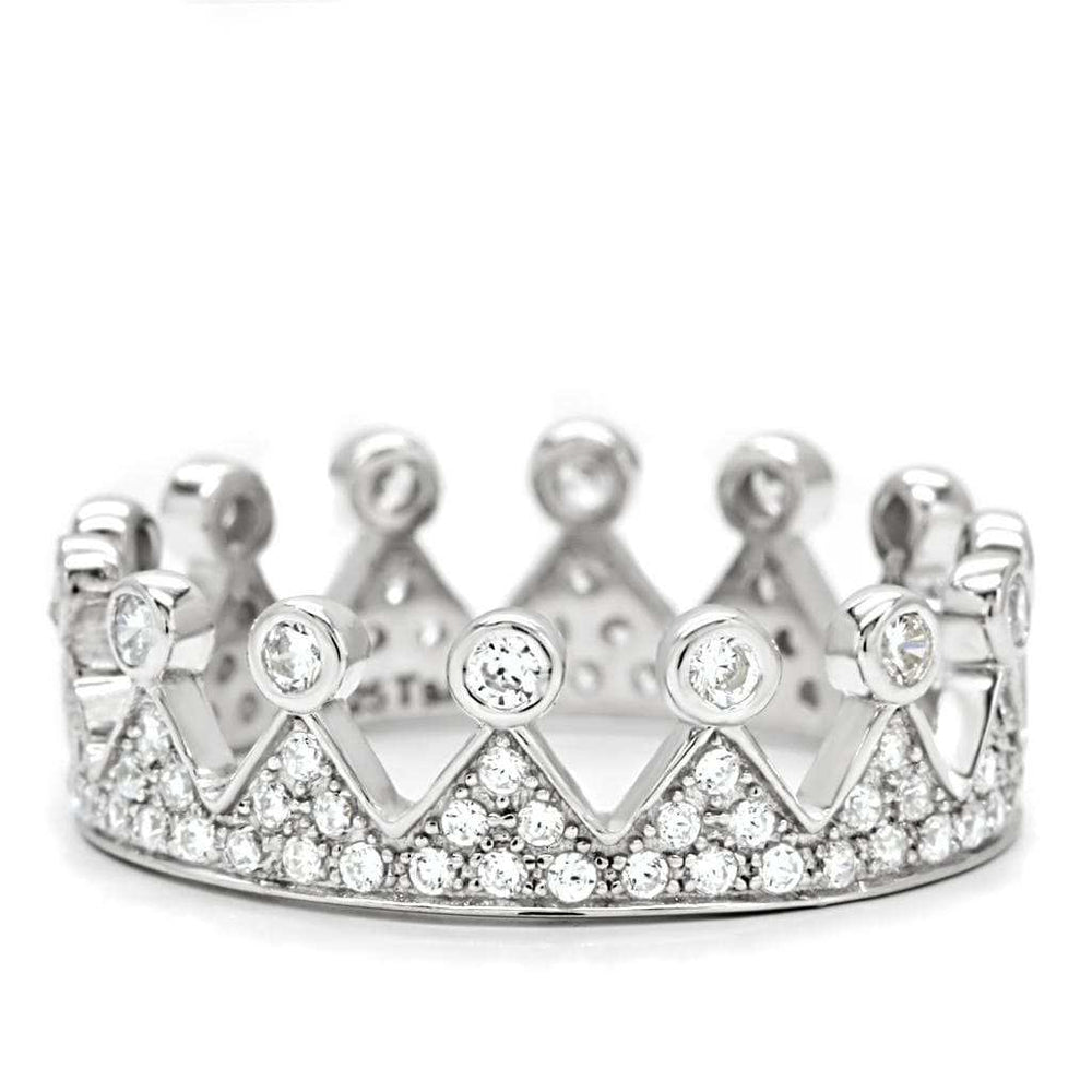 TS011 - Rhodium 925 Sterling Silver Ring with AAA Grade CZ in Clear - Alamode - Flyclothing LLC