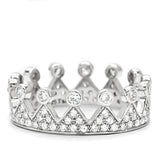 TS011 - Rhodium 925 Sterling Silver Ring with AAA Grade CZ  in Clear - Alamode