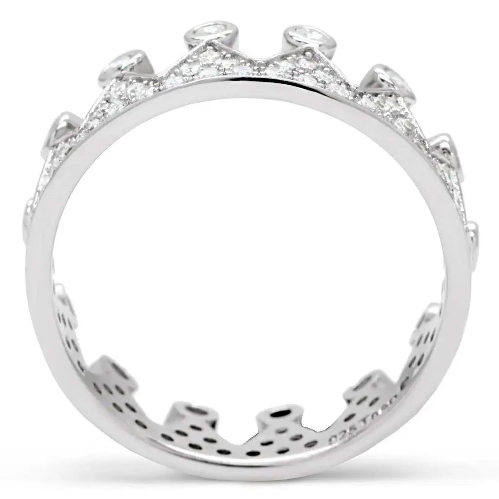 TS011 - Rhodium 925 Sterling Silver Ring with AAA Grade CZ in Clear - Alamode - Flyclothing LLC