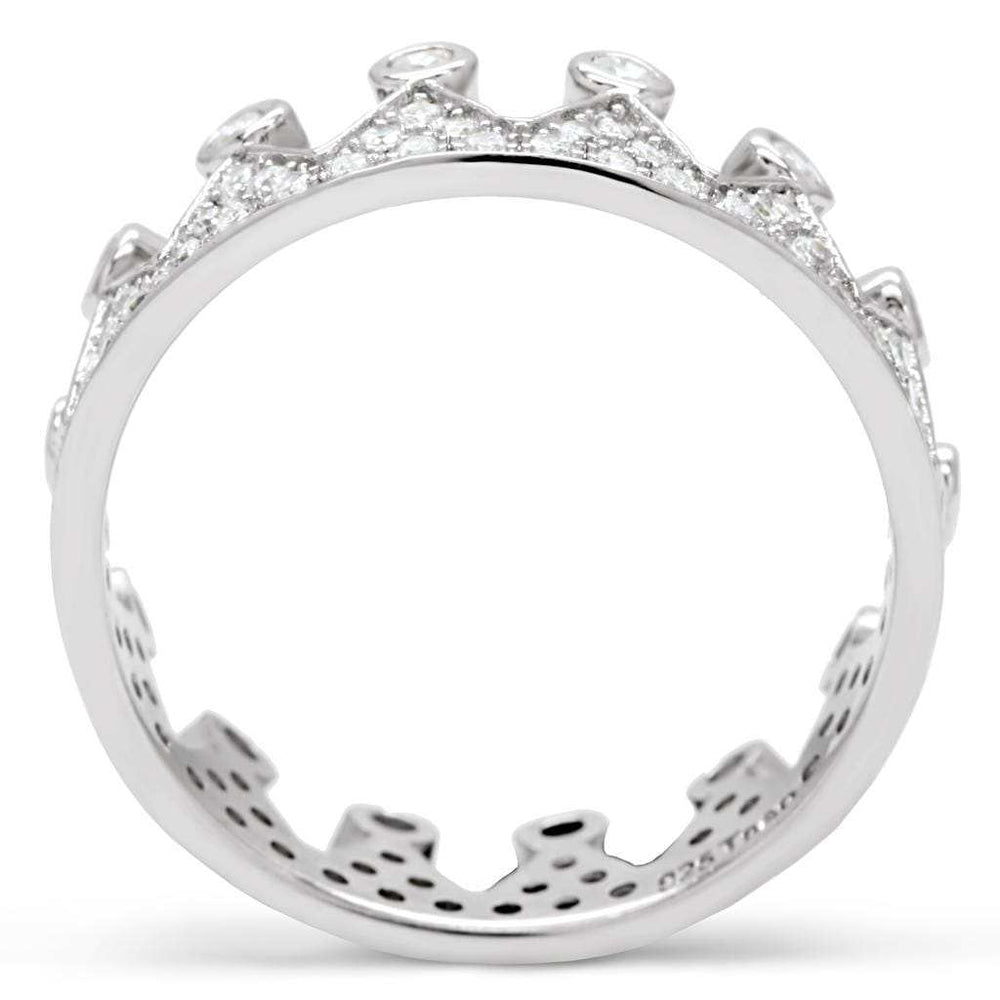 TS011 - Rhodium 925 Sterling Silver Ring with AAA Grade CZ in Clear - Alamode - Flyclothing LLC