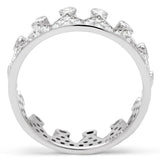 TS011 - Rhodium 925 Sterling Silver Ring with AAA Grade CZ  in Clear - Alamode
