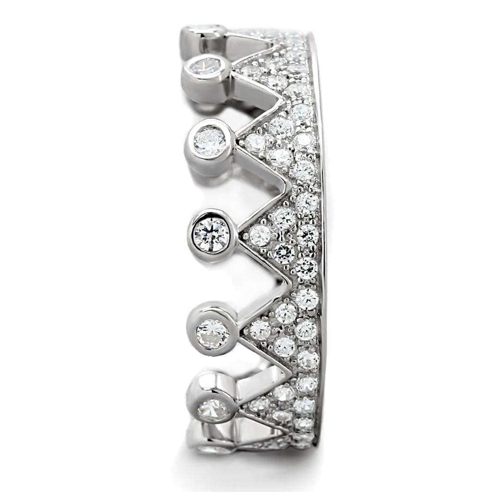 TS011 - Rhodium 925 Sterling Silver Ring with AAA Grade CZ in Clear - Alamode - Flyclothing LLC