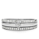 TS013 - Rhodium 925 Sterling Silver Ring with AAA Grade CZ in Clear - Alamode - Flyclothing LLC