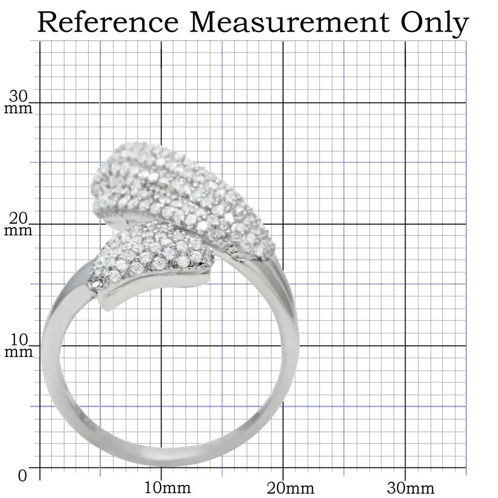 TS014 - Rhodium 925 Sterling Silver Ring with AAA Grade CZ in Clear - Alamode - Flyclothing LLC