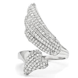 TS014 - Rhodium 925 Sterling Silver Ring with AAA Grade CZ  in Clear - Alamode