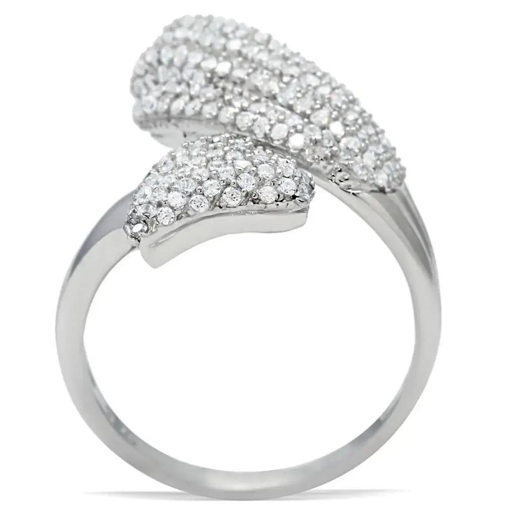 TS014 - Rhodium 925 Sterling Silver Ring with AAA Grade CZ in Clear - Alamode - Flyclothing LLC