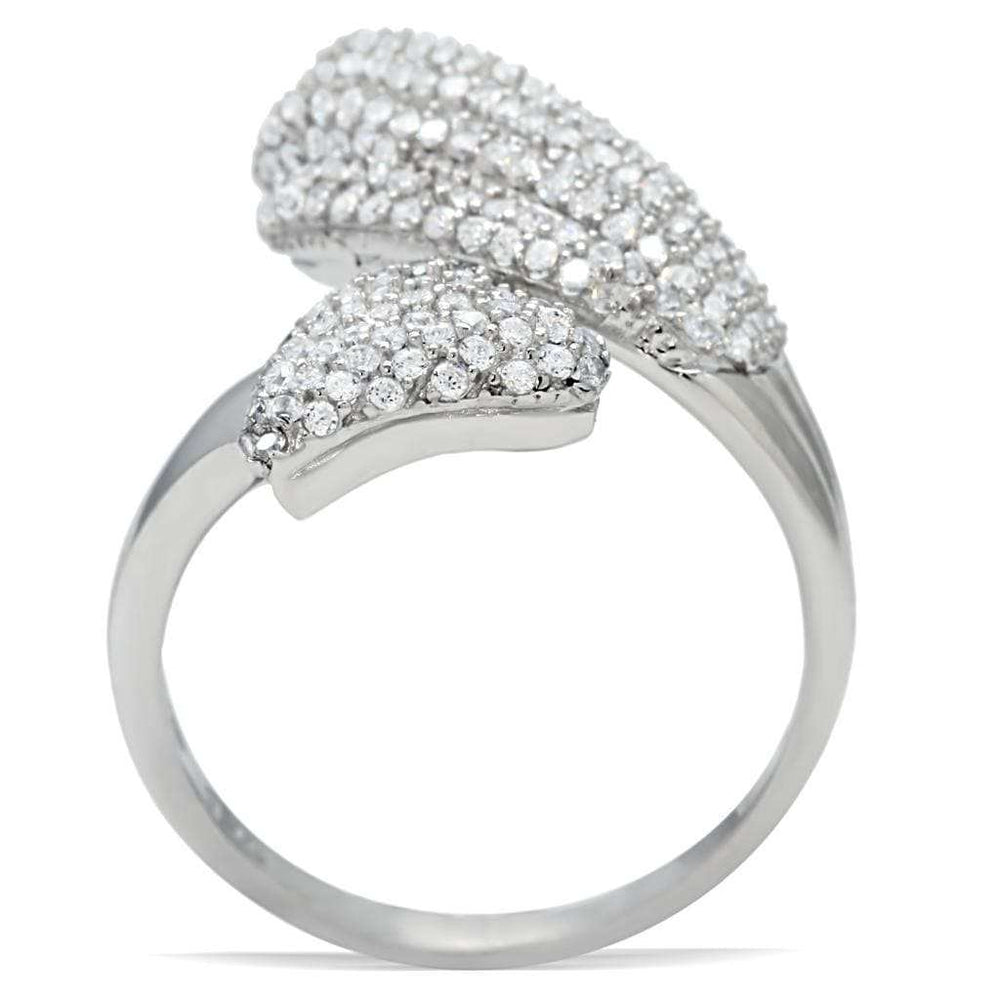 TS014 - Rhodium 925 Sterling Silver Ring with AAA Grade CZ in Clear - Alamode - Flyclothing LLC