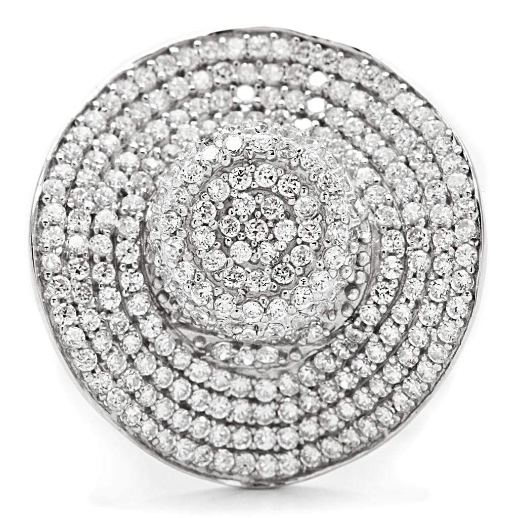 TS015 - Rhodium 925 Sterling Silver Ring with AAA Grade CZ in Clear - Alamode - Flyclothing LLC