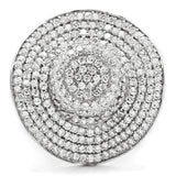 TS015 - Rhodium 925 Sterling Silver Ring with AAA Grade CZ  in Clear