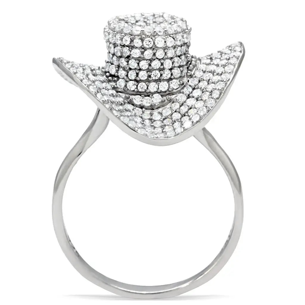 TS015 - Rhodium 925 Sterling Silver Ring with AAA Grade CZ in Clear - Alamode - Flyclothing LLC