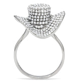 TS015 - Rhodium 925 Sterling Silver Ring with AAA Grade CZ  in Clear - Alamode