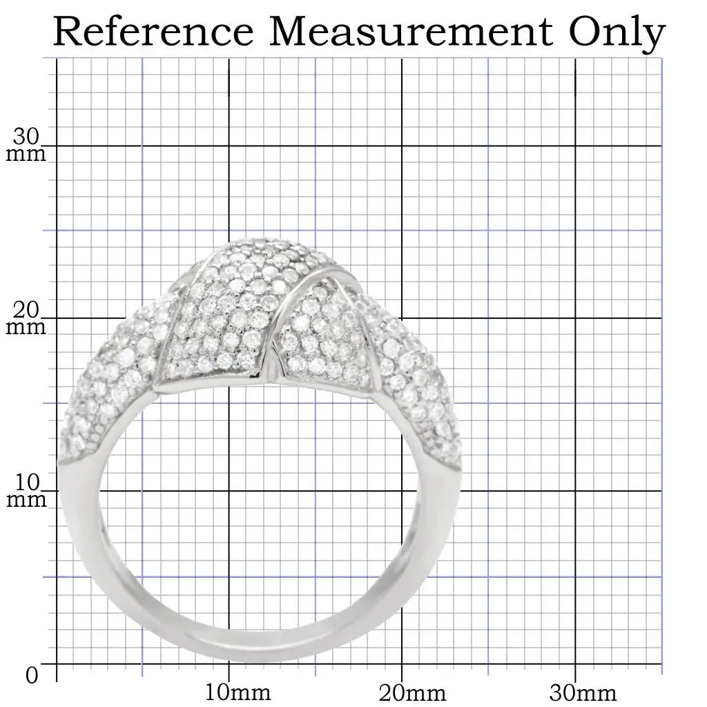 TS016 - Rhodium 925 Sterling Silver Ring with AAA Grade CZ in Clear - Alamode - Flyclothing LLC