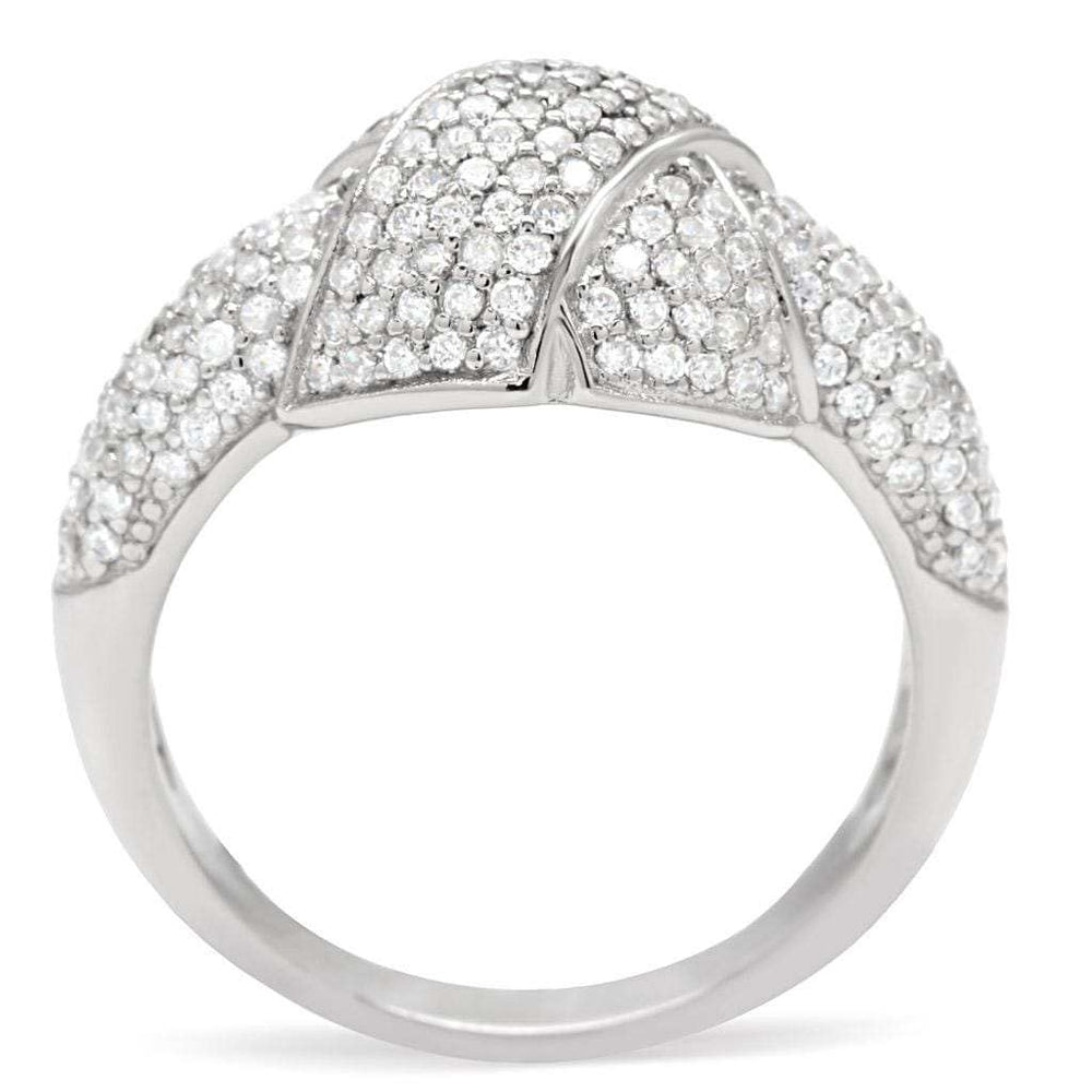 TS016 - Rhodium 925 Sterling Silver Ring with AAA Grade CZ in Clear - Alamode - Flyclothing LLC