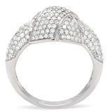 TS016 - Rhodium 925 Sterling Silver Ring with AAA Grade CZ  in Clear - Alamode