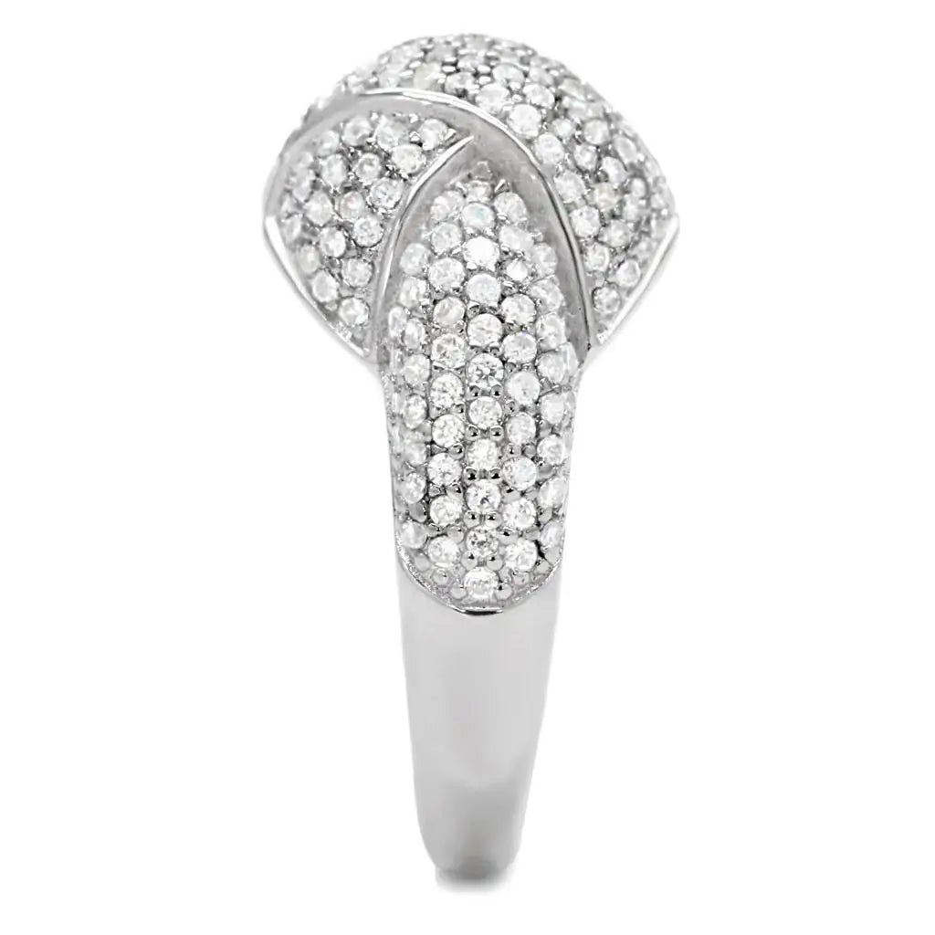 TS016 - Rhodium 925 Sterling Silver Ring with AAA Grade CZ in Clear - Alamode - Flyclothing LLC