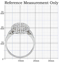 TS017 - Rhodium 925 Sterling Silver Ring with AAA Grade CZ  in Clear